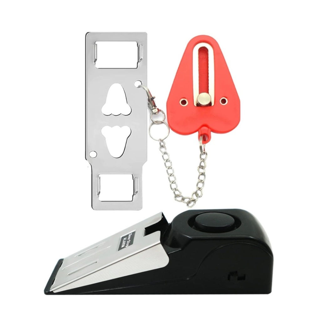 Portable Door Lock & Door Stop Alarm, Dual Protection Security Door Safety
